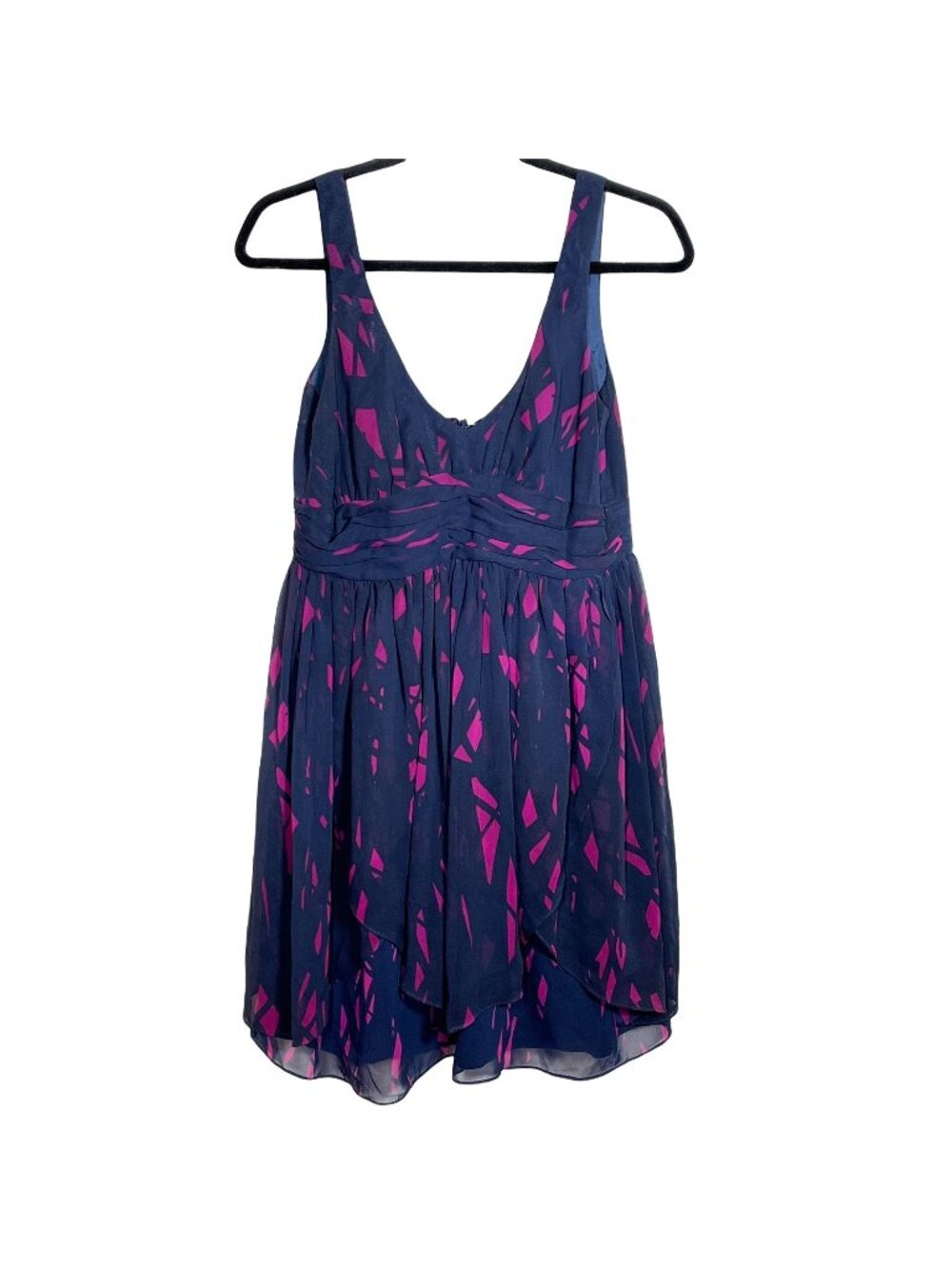 BCBGeneration Dress Womens 8 Blue Purple Sleeveless V Neck Mini Party
